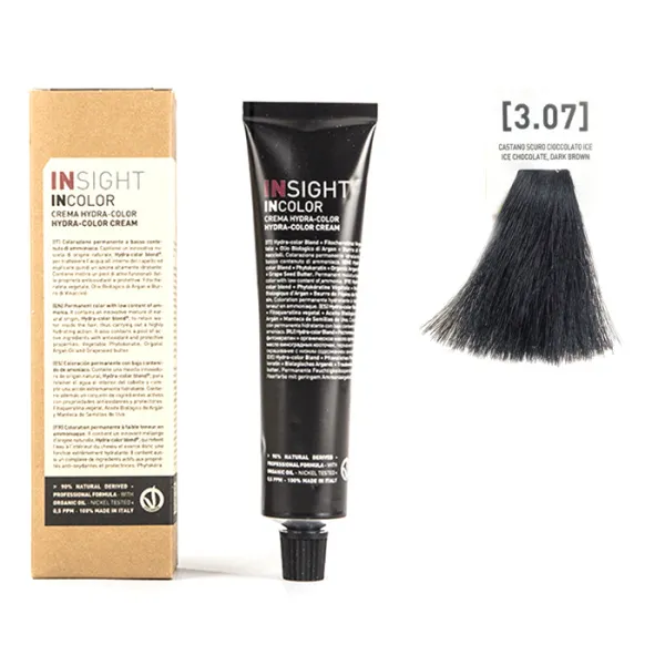Перманентный краситель для волос 3.07 Ледяной шоколадный темно-коричневый INCOLOR, 100 мл