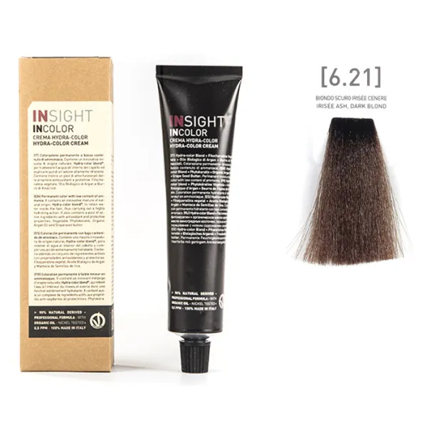 Перманентный краситель для волос 6.21 Перламутрово-пепельный темный блондин INCOLOR, 100 мл