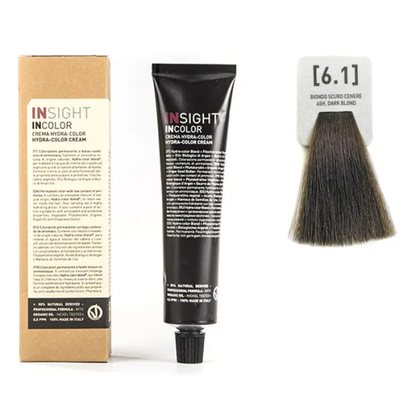 Перманентный краситель для волос 6.1 Пепельный темный блондин INCOLOR, 100 мл